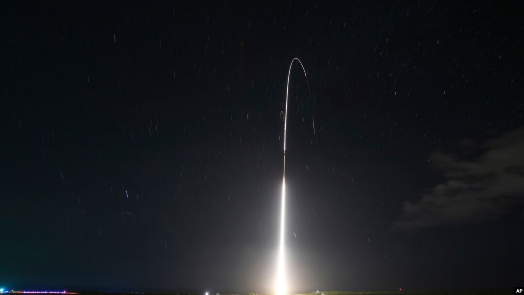 FILE - This Dec. 10, 2018, file photo, provided by the U.S. Missile Defense Agency, shows the launch of the U.S. military's land-based Aegis missile defense testing system, that later intercepted an intermediate range ballistic missile. 