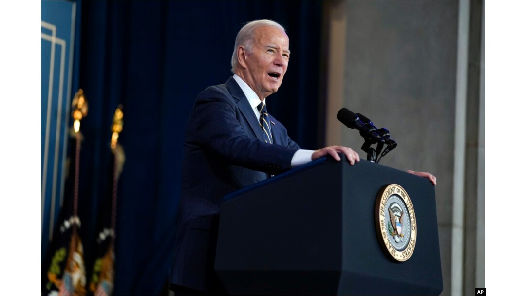President Joe Biden speaks at the Department of the Interior in Washington, Dec. 6, 2023.