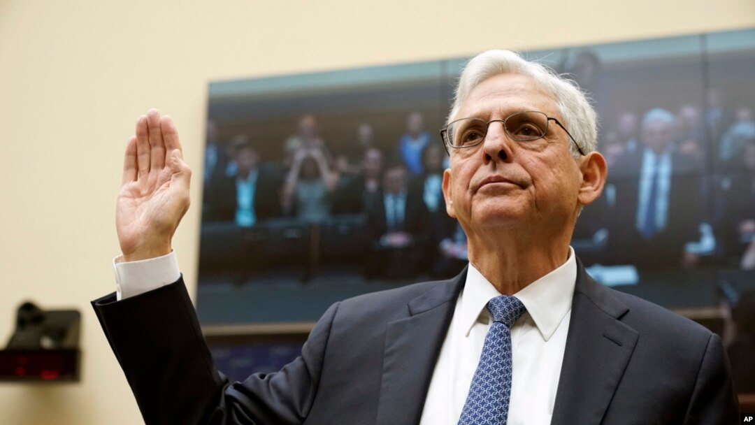 Attorney General Merrick Garland is sworn in at the start of a House Judiciary Committee hearing on Capitol Hill in Washington, Sept. 20, 2023.