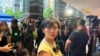 Selina Cheng, a former reporter at The Wall Street Journal and newly elected chairperson of the Hong Kong Journalists Association, speaks to media in Hong Kong on July 17, 2024.