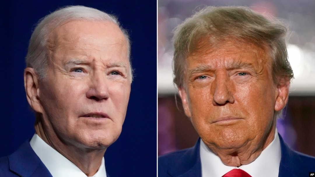 FILE - In this combination of photos, President Joe Biden, left, speaks on Aug. 10, 2023, in Salt Lake City, Utah, and former President Donald Trump speaks on June 13, 2023, in Bedminster, New Jersey. Biden and Trump are to meet at the White House Wednesday.