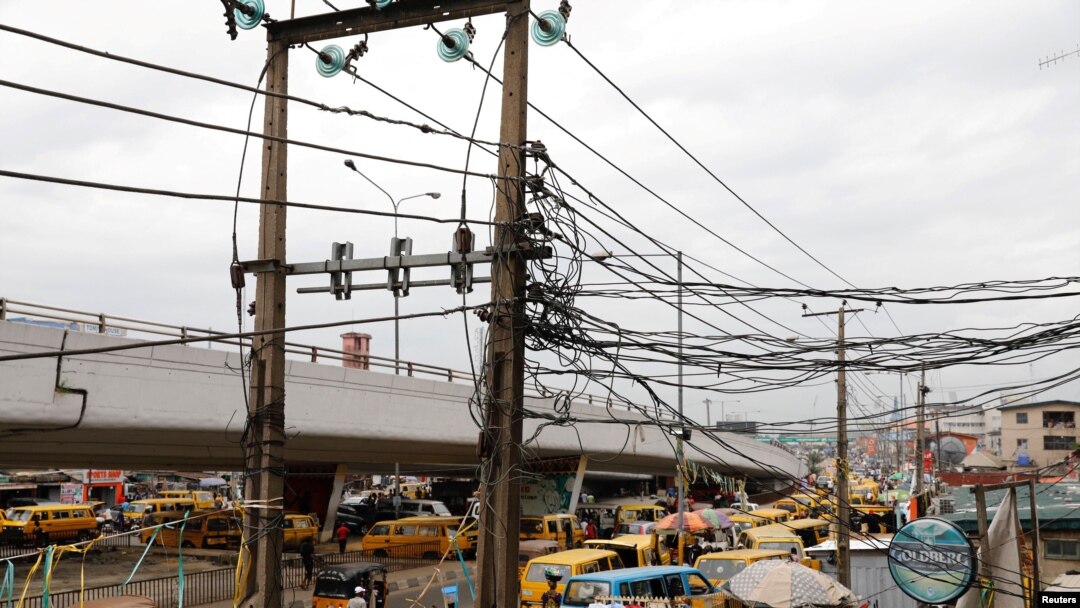 FILE - Electric wires are pictured in Ojuelegba district in Nigeria's commercial capital of Lagos, June 18, 2018. Nigerian authorities announced on April 3, 2024, a nearly 300% increase in electricity rates for some of its consumers.