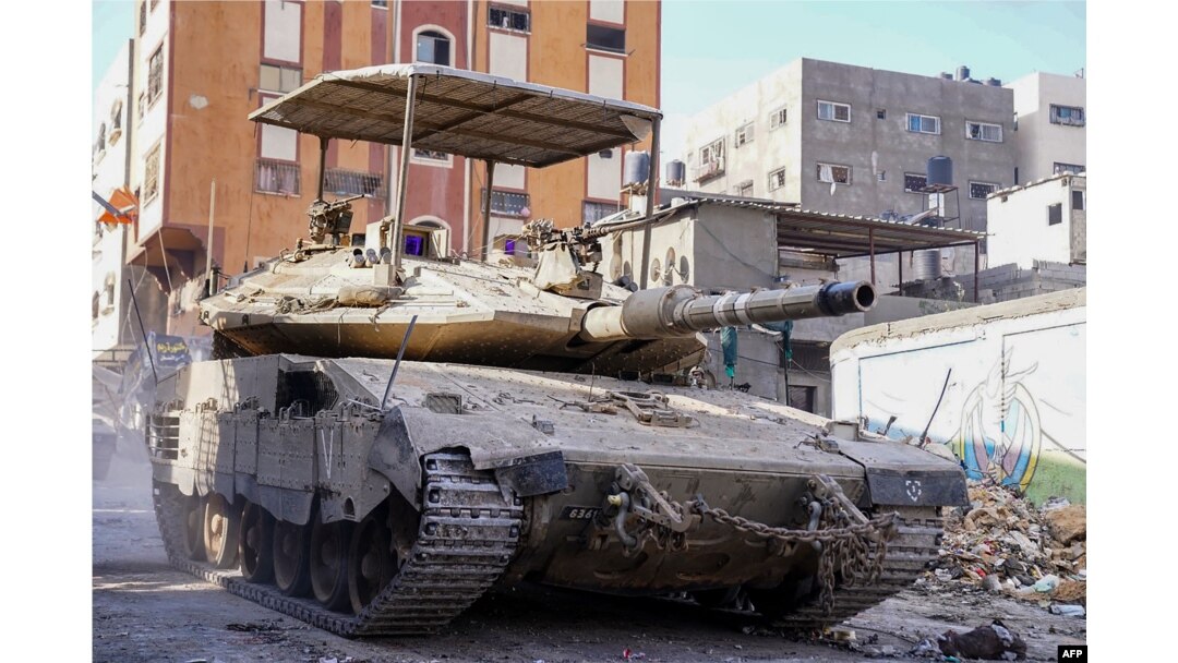 This handout picture released by the Israeli army on Dec. 18, 2023, shows an army tank during operations in the Gaza Strip, amid continuing battles between Israel and the Palestinian militant group Hamas.