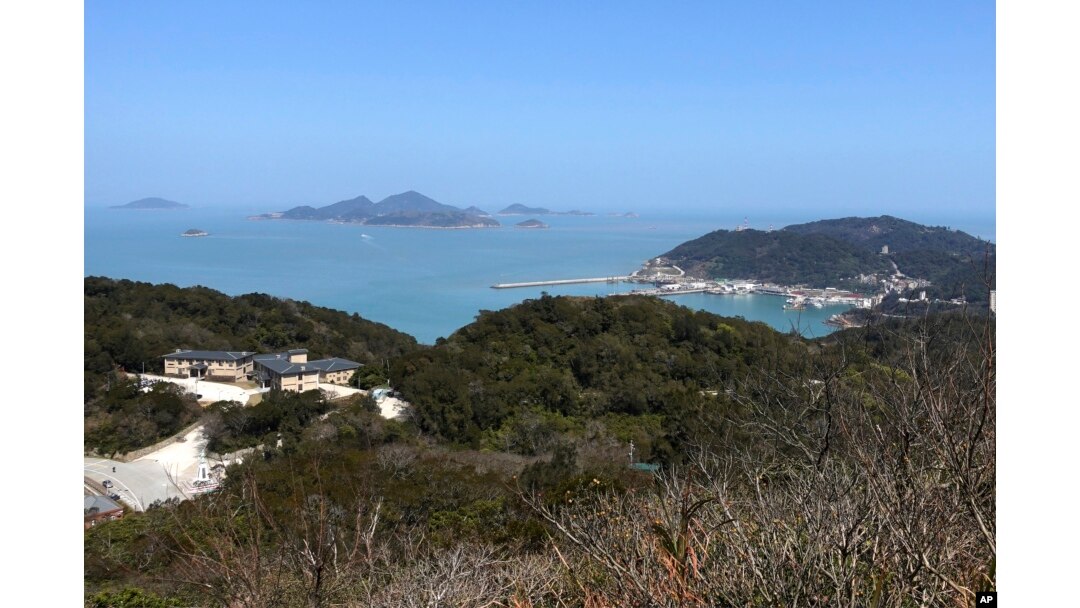A view of Matsu Islands is seen from an observation deck on Nangan, part of Matsu Islands, Taiwan on Tuesday, March 7, 2023. (AP Photo/Johnson Lai)