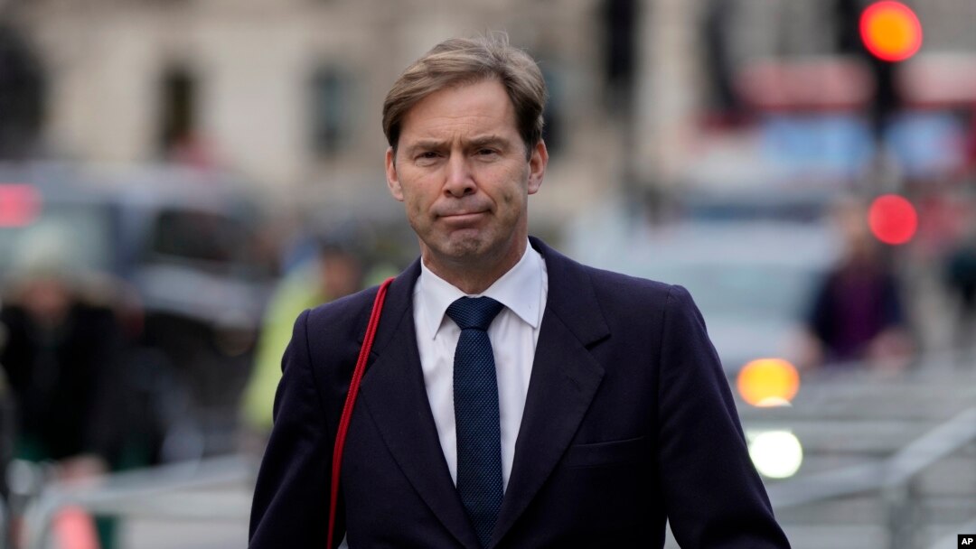 Tobias Ellwood the British Conservative Party MP for Bournemouth East walks next to the Houses of Parliament in London, Feb. 2, 2022. Ellwood deletes a video, July 20, 2023, praising the Taliban’s rule in Afghanistan.