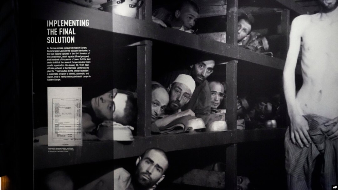 Images from the Buchenwald concentration camp are part of the new pavilion opening at the National World War II Museum in New Orleans, Oct. 31, 2023.