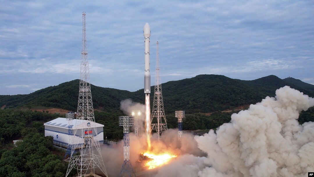 FILE - A photo by North Korean government purports to show the launch of the Chollima-1 rocket carrying the Malligyong-1 satellite, May 31, 2023. The image's content cannot be independently verified. 