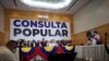 Rueda de prensa de los miembros del Comité Organizador de la Consulta Popular opositora en Caracas, Venezuela. Octubre, 19 2020.