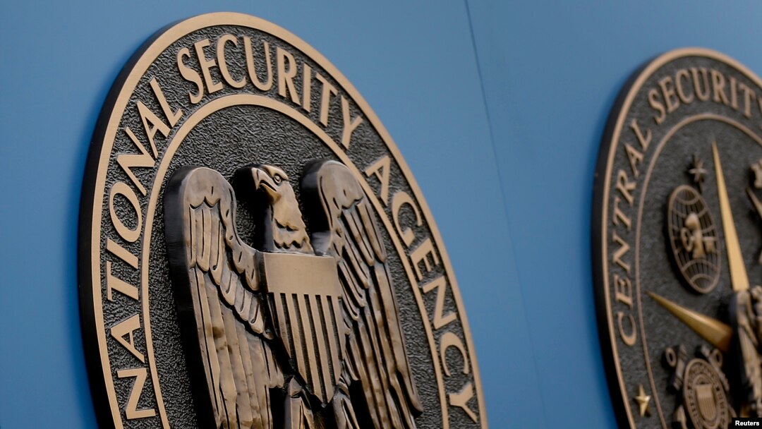 FILE - A sign outside the National Security Administration (NSA) campus in Fort Meade, Maryland.