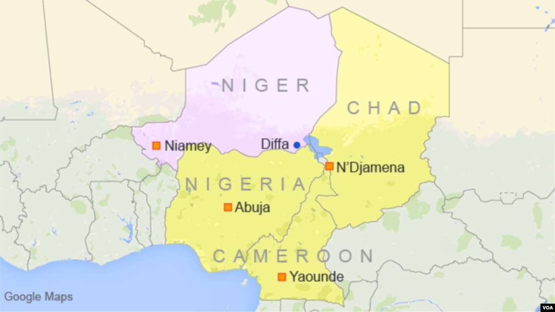 Map showing Diffa, Niger, and surrounding countries