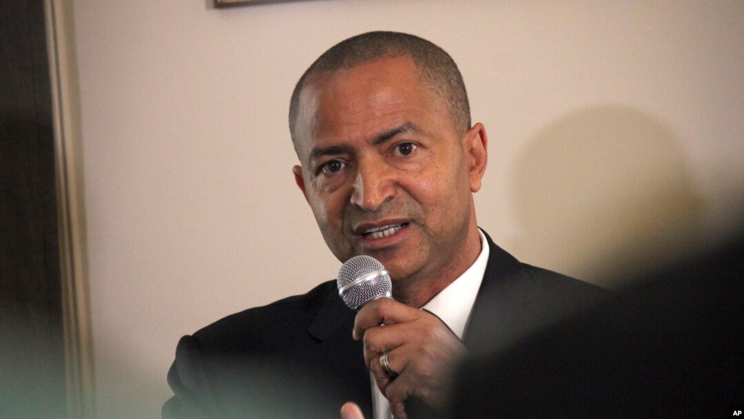 Congolese opposition leader, Moise Katumbi, speaks during a press conference at his lawyer's office in Paris, June 16, 2017. Katumbi, said he will return imminently to run against Kabila for president. Katumbi fled Congo last year as prosecutors announced their intent to try him on charges of hiring mercenaries, which he has denied.