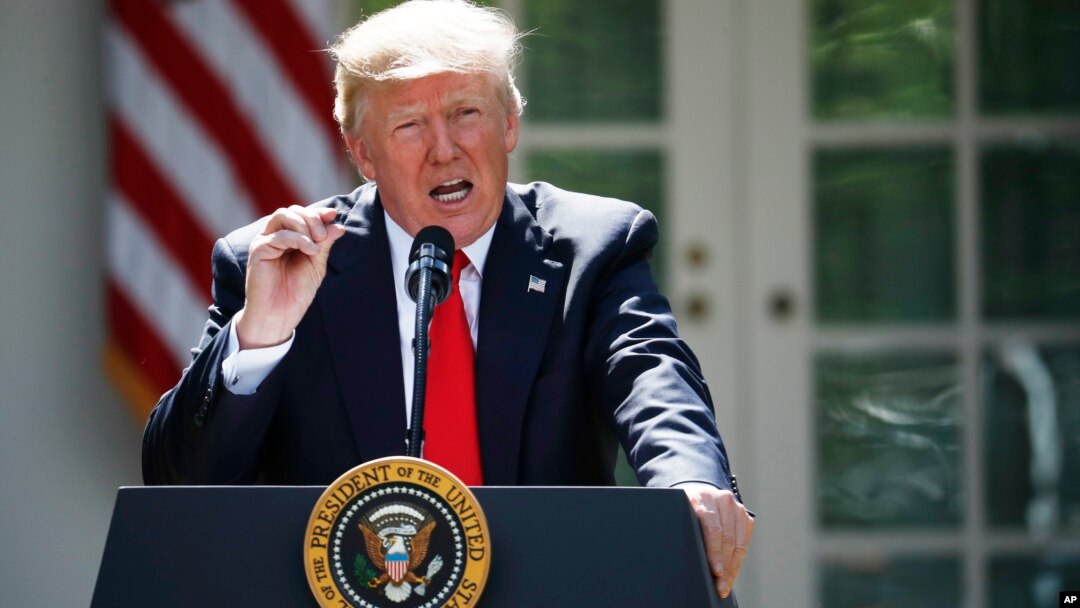 El presidente Donald Trump habla sobre el papel de EE.UU. en el Acuerdo de París sobre el clima. Junio 1, de 2017.