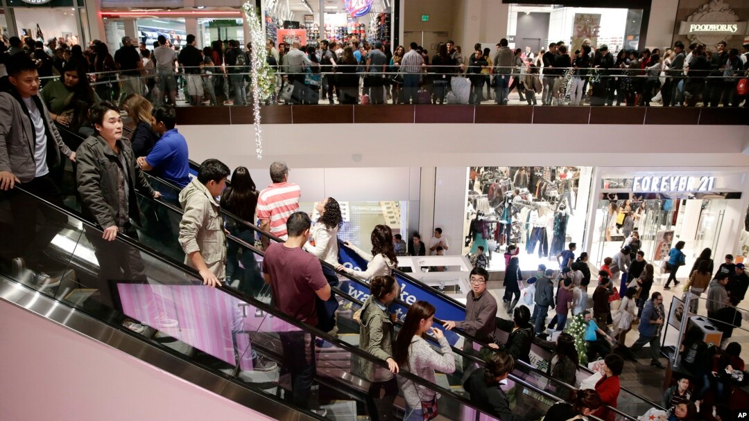 Shoppers throng Brea Mall during Black Friday shopping in Brea, California.