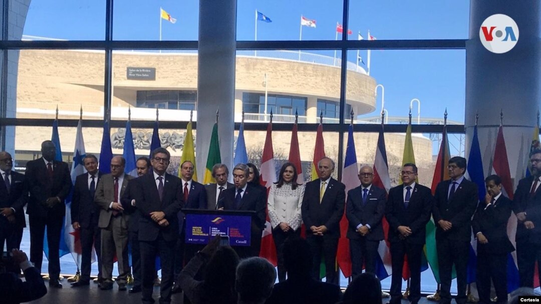 Cancilleres del Grupo de Lima, reunidos en Gatineau, Canadá, el jueves 20 de febrero de 2020. Cortesía: Cancillería de Costa Rica.
