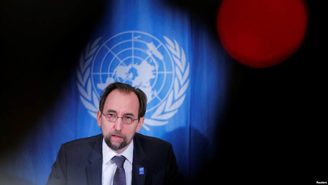 Zeid Ra'ad al-Hussein, U.N. High Commissioner for Human Rights addresses a news conference at the United Nations in Geneva, Switzerland, March 9, 2018.