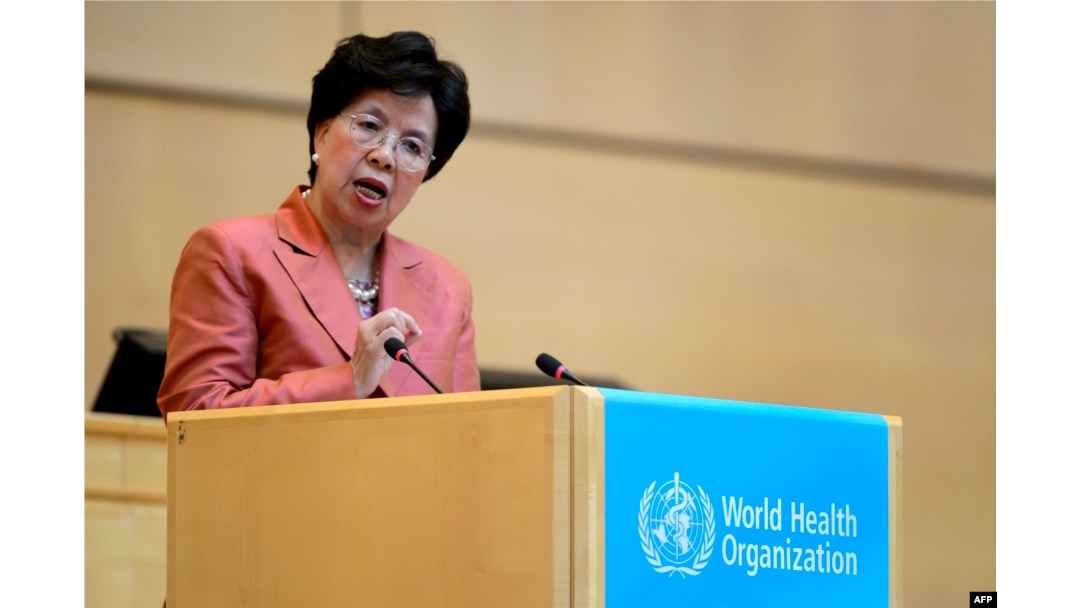 FILE - World Health Organization (WHO) Director-General Margaret Chan delivers a speech during the World Health Assembly, on May 23, 2016 in Geneva, Switzerland.