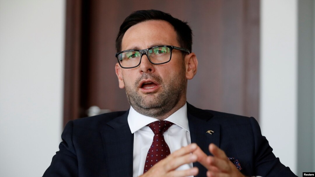 FILE PHOTO: PKN Orlen Chief Executive Daniel Obajtek gestures during an interview in Warsaw, Poland, Aug. 5, 2020. 