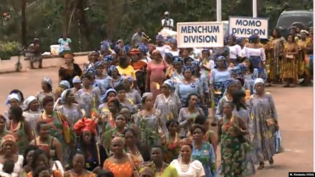 Women from the English-speaking regions march for peace in Yaounde, Cameroon, April 18, 2019.
