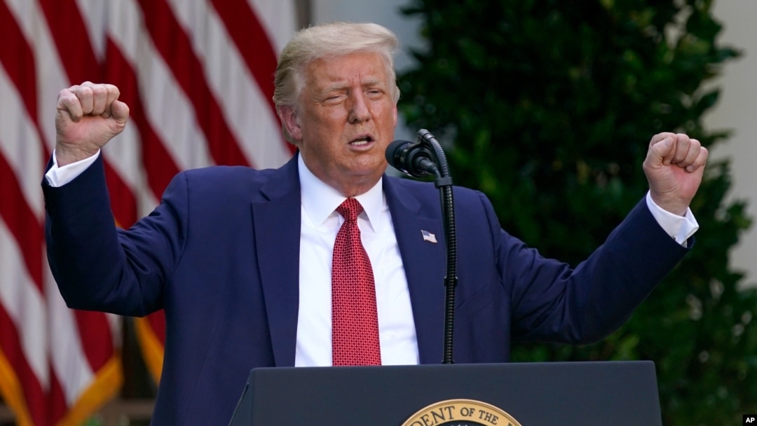 U.S. President Donald Trump speaks during a news conference in the Rose Garden of the White House, July 14, 2020, in Washington. 
