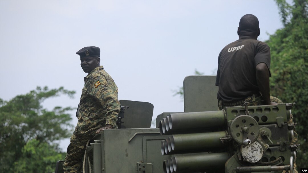 Wanajeshi wa Uganda wakiwa wanashika doria mashariki mwa DRC