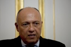 Egypt's Foreign Minister Sameh Shoukry speaks during a press conference on Sept. 17, 2019, in Cairo.