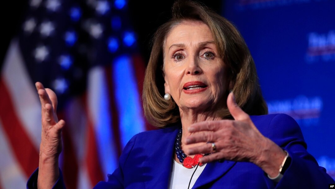 House Speaker Nancy Pelosi of Calif., speaks at an Economic Club of Washington luncheon gathering in Washington, March 8, 2019. 