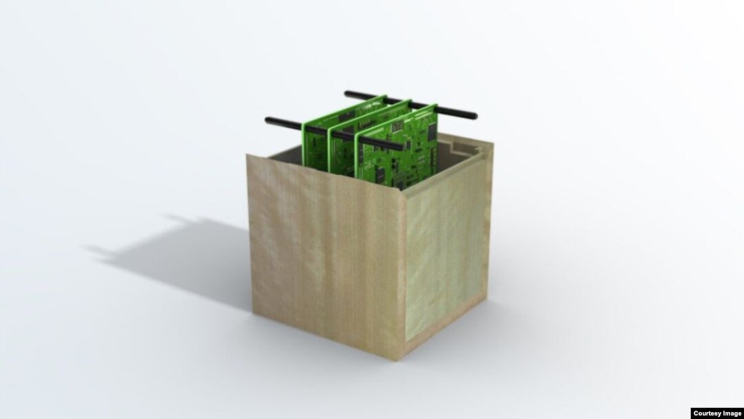 Shown is an illustration of a wooden satellite model being developed by researchers from Sumitomo Forestry company and Japan’s Kyoto University. (Sumitomo Forestry)