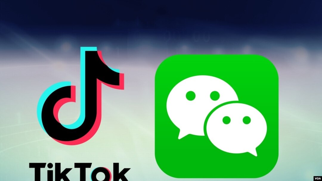 중국의 SNS 앱 '틱톡(TikTok)'과 '위챗(WeChat)' 로고.
