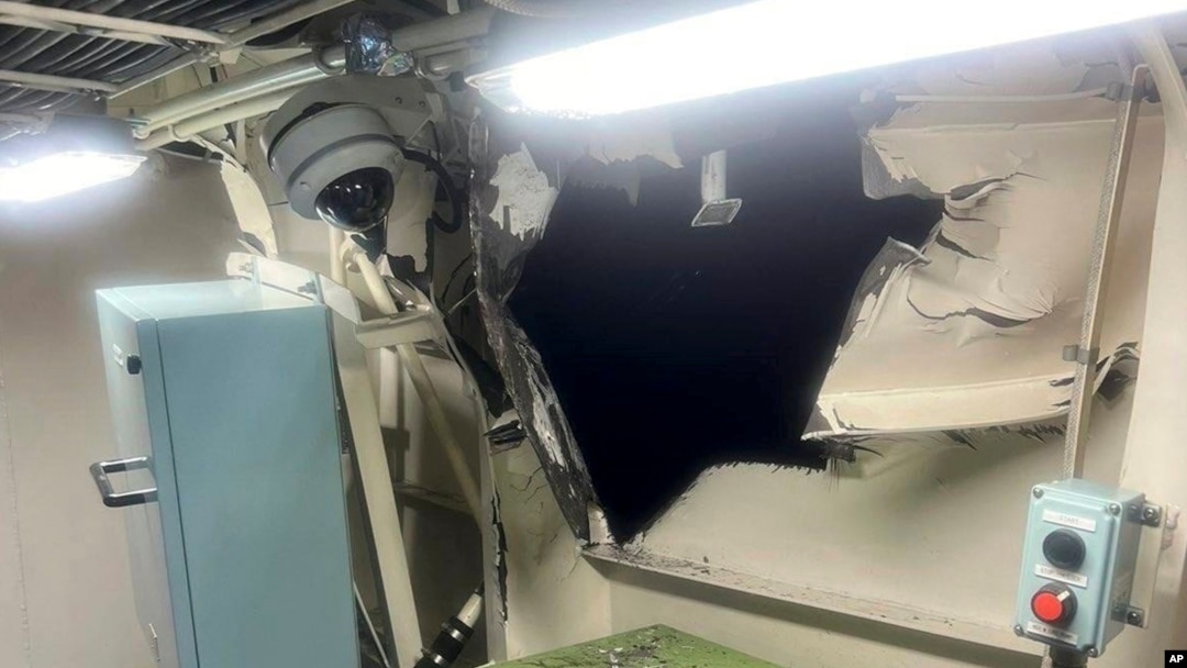 This photo provided by the Philippine Coast Guard, shows damage in the auxiliary room on the port side near the port auxiliary engine of Philippines coast guard vessel BRP Bagacay after a collision with a Chinese ship Aug. 19, 2024 in the disputed South China Sea. 