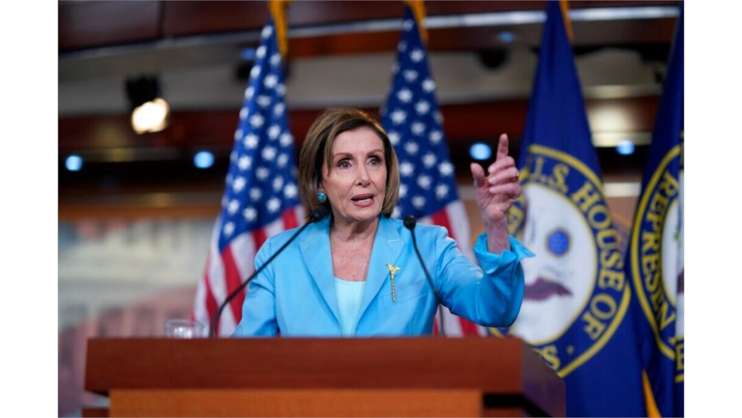 FILE - Speaker of the House Nancy Pelosi, D-Calif., talks to reporters at the Capitol in Washington, June 17, 2021.