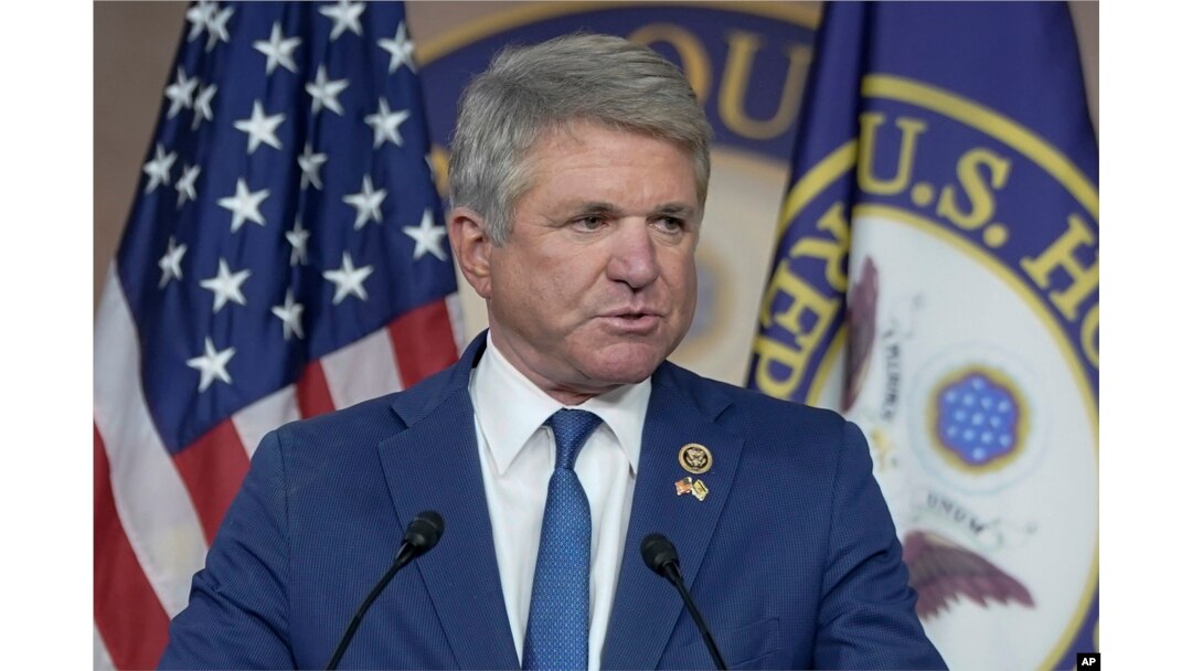 FILE - Representative Michael McCaul speaks with reporters at the Capitol in Washington, Nov. 14, 2023.