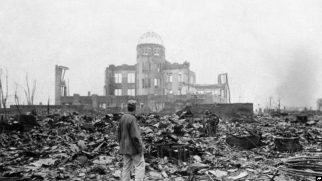 1945年發布的圖片顯示日本廣島遭受原子彈爆炸後面貌。