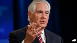 Secretary of State Rex Tillerson speaks at the State Department in Washington on U.S. policy in Afghanistan, Aug. 22, 2017.
