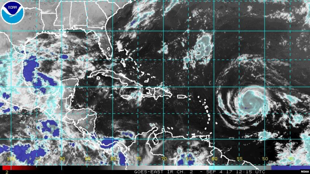 NOAA satellite image of Hurricane Irma, Sept. 4, 2017. 