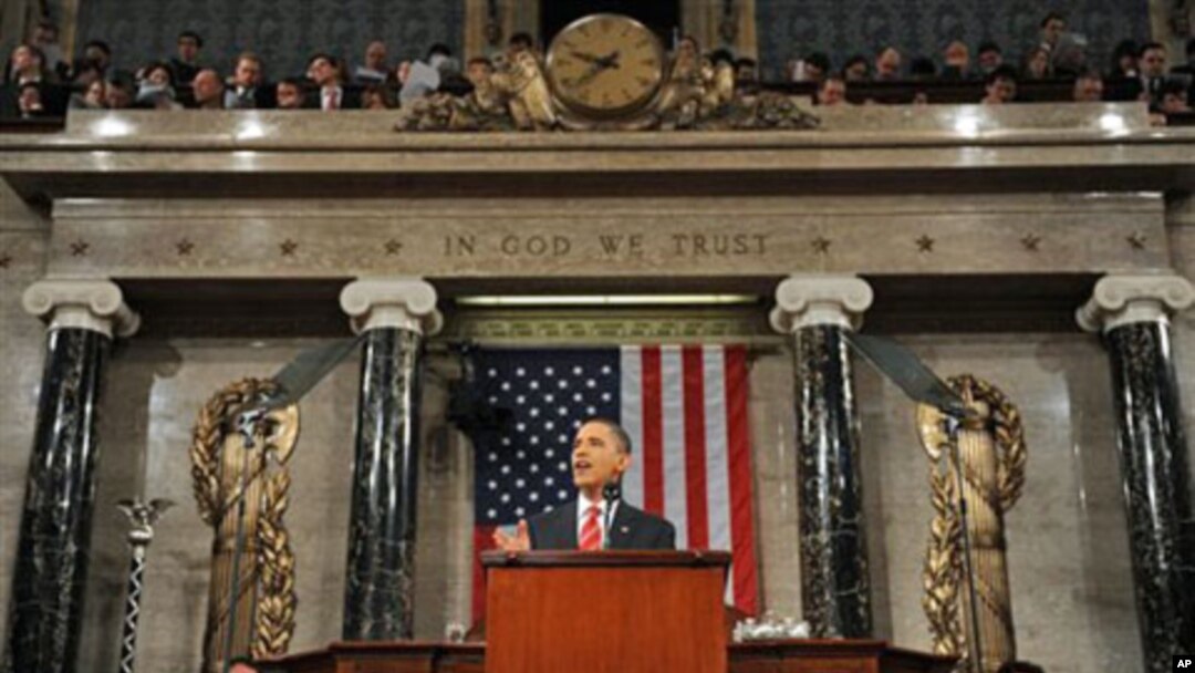 President Barack Obama during last year's State of the Union address before a joint session of both houses of Congress, 27 Jan 2010