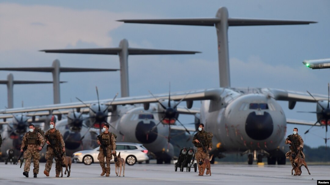 German troops return to Wunstorf Air Base following evacuation missions in Kabul, Wunstorf, Germany Aug. 27, 2021. 