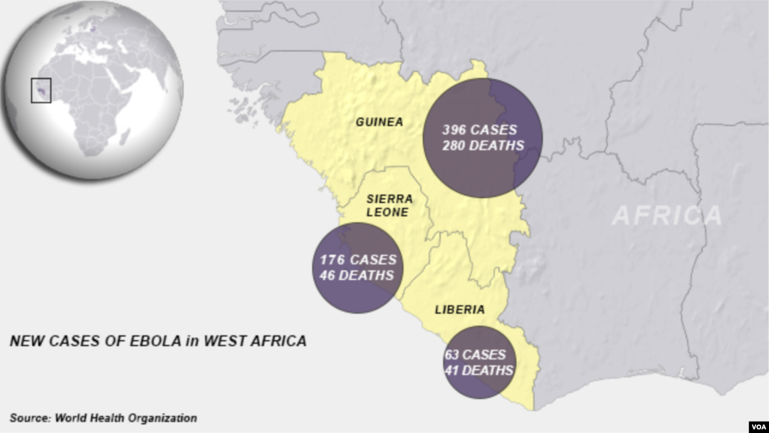 Ebola cases in West Africa, June 2014