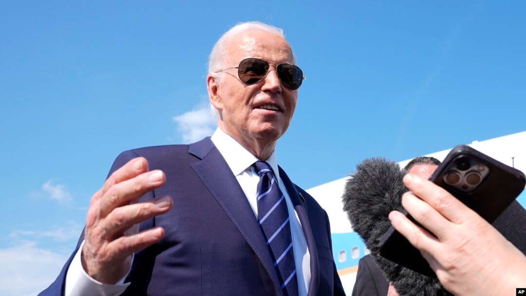 FILE - President Joe Biden speaks with reporters at Andrews Air Force Base, Md., July 15, 2024. as he heads to Las Vegas. 