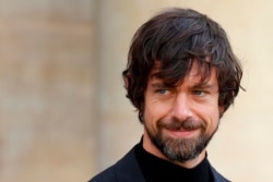 FILE - Twitter CEO Jack Dorsey leaves the Elysee Palace in Paris, June 7, 2019.