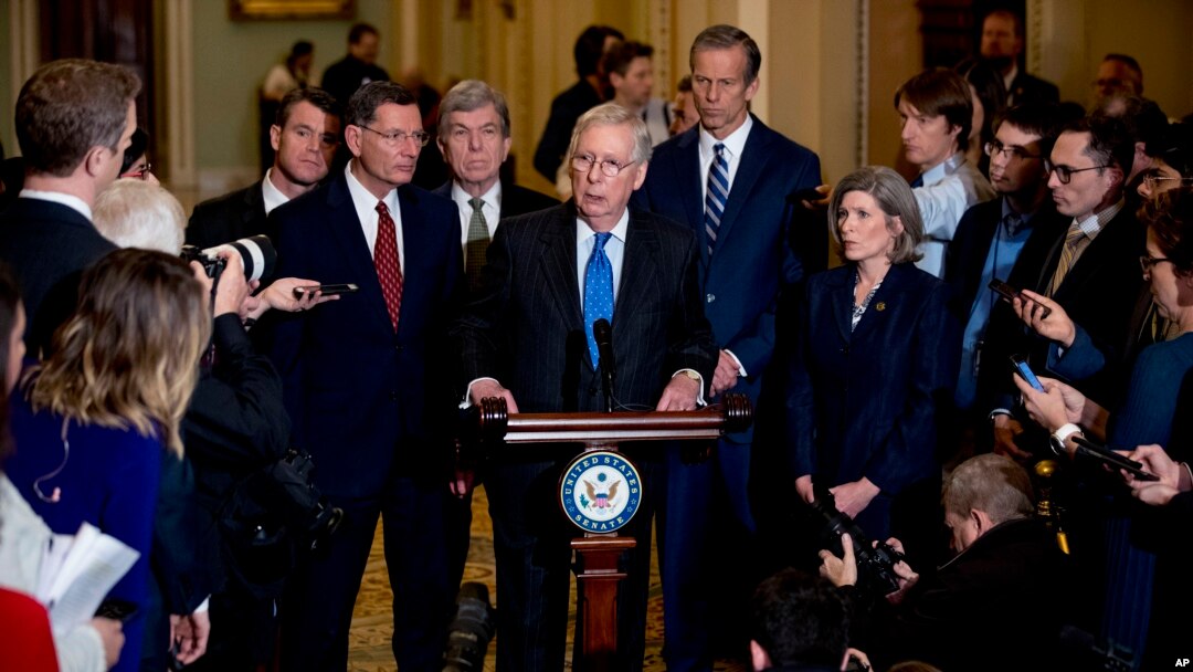 Senate Majority Leader Mitch McConnell, R-Ky., speaks to reporters during a news conference, Dec. 10, 2019, on Capitol Hill in Washington. 