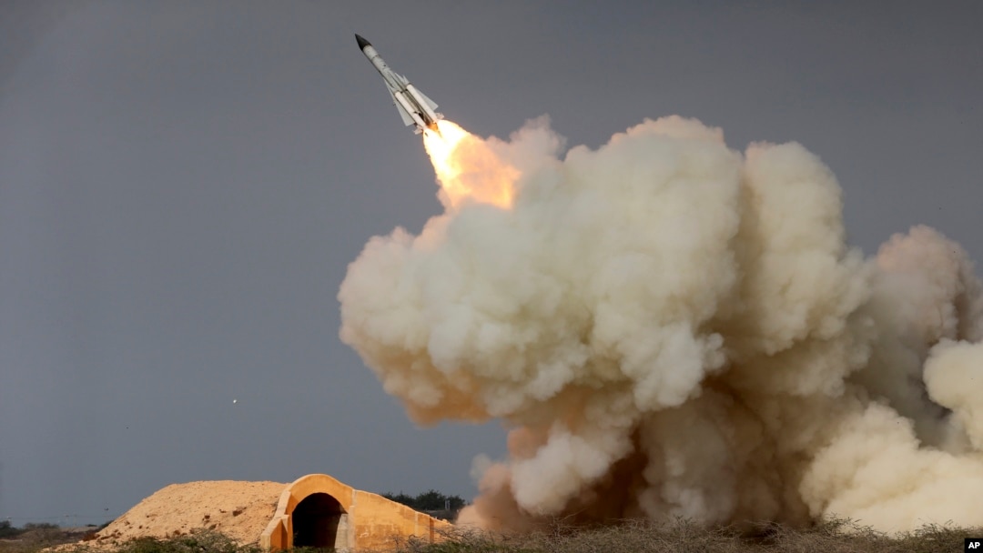 FILE -- A long-range S-200 missile is fired in a military drill in the port city of Bushehr, on the northern coast of Persian Gulf, Iran, Dec. 29, 2016. 