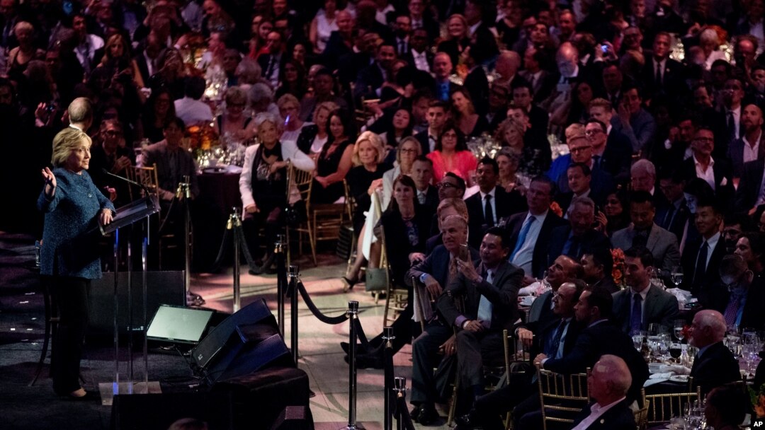 Democratic presidential candidate Hillary Clinton speaks at a LBGT for Hillary Gala at the Cipriani Club, in New York, Sept. 9, 2016.
