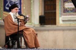 FILE - In this photo released by the official website of the office of the Iranian supreme leader, Supreme Leader Ayatollah Ali Khamenei speaks during a meeting, in Tehran, Iran, Jan. 1, 2020.