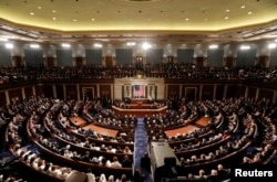 美國總統特朗普在國會聯席會議上講話。 （2017年2月28日）