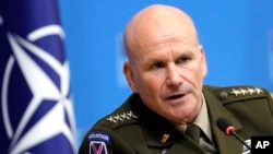 FILE - General Christopher Cavoli, commander of the U.S. European Command, addresses media in Brussels, Jan. 18, 2024. Cavoli told Congress on April 10, 2024, that Ukraine will be outgunned 10-to-1 by Russia within a matter of weeks if Congress does not approve aid soon.