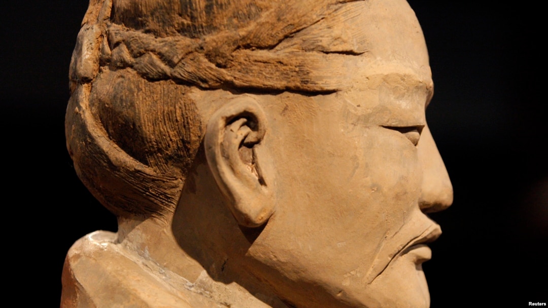 FILE 0 A terracotta warrior is displayed at the media preview of "Terra Cotta Warriors: Guardians of China's First Emperor" exhibition at The National Geographic Museum in Washington.