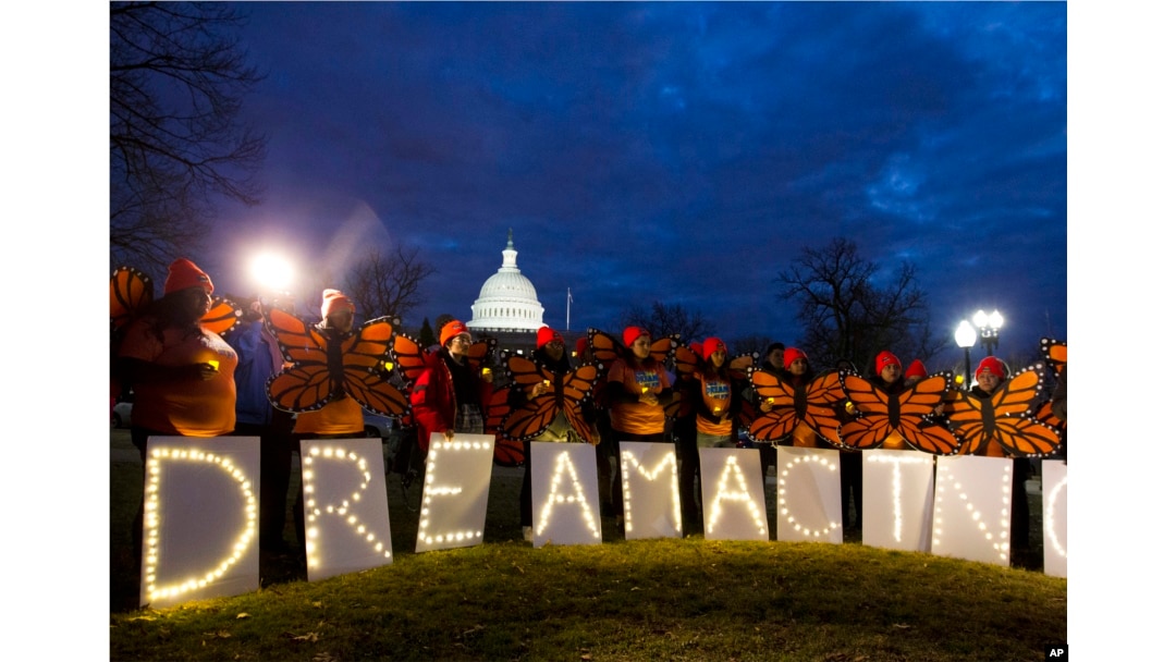 Demonstrators rally in support of Deferred Action for Childhood Arrivals (DACA) outside the Capitol, in Washington, Jan 21, 2018.
