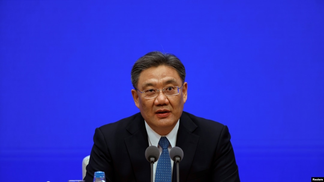 中國商務部長王文濤在中國國務院新聞辦的發布會上講話。（2021年2月24日）