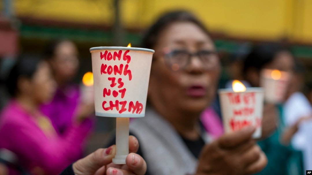 印度達蘭薩拉的流亡藏人舉行支持香港的集會。(2019年8月19日) 