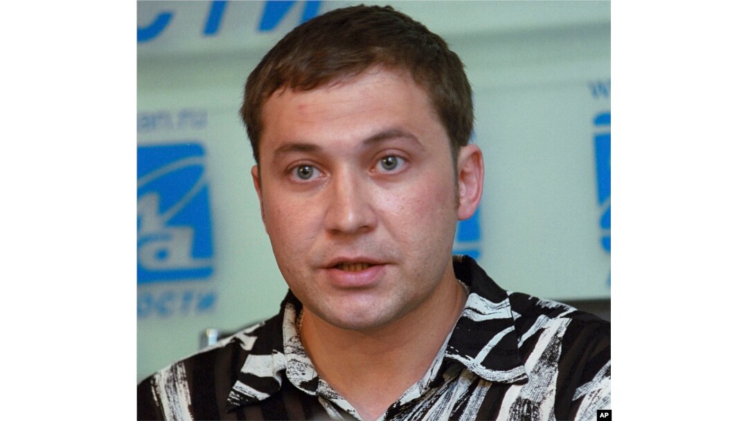 FILE - Russian Muslim Airat Vakhitov speaks at a news conference in Moscow, June 28, 2005.